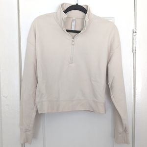 Fabletics Kat Half Zip Pullover Sweatshirt Tapioca